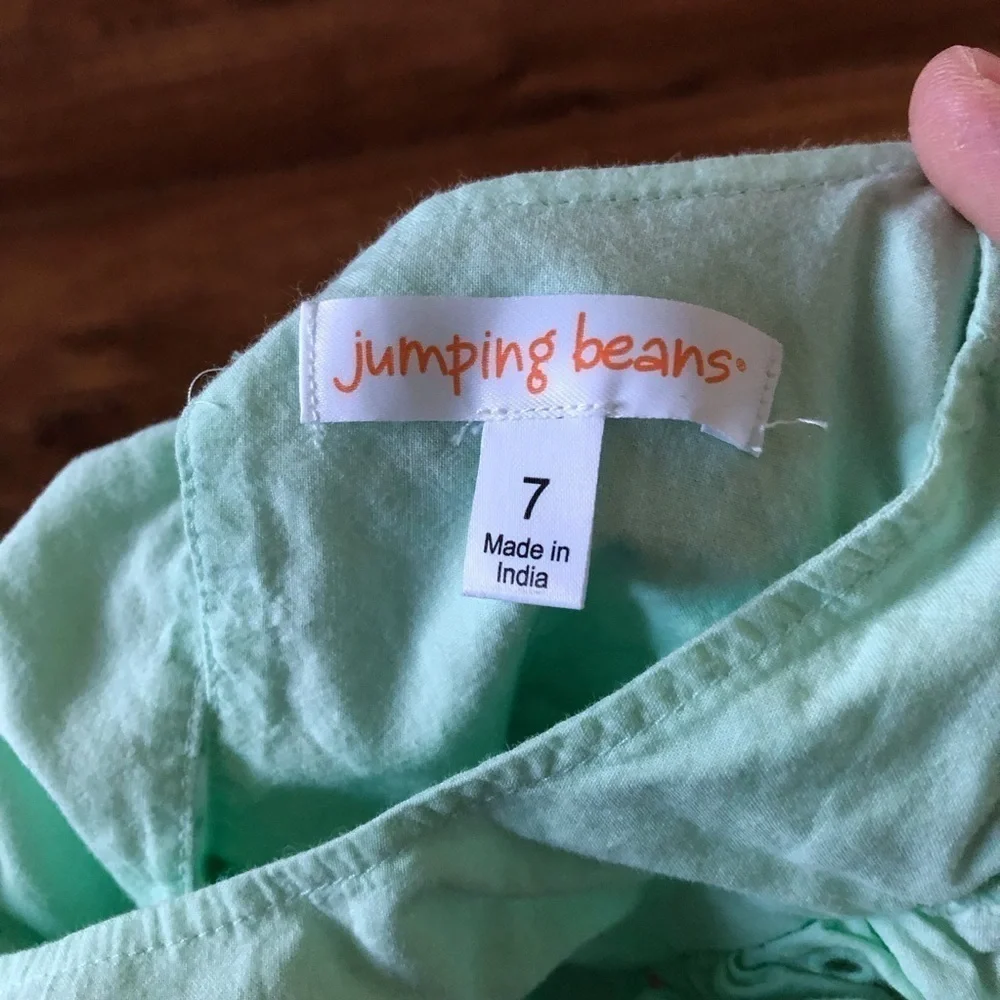 Jumping beans green cotton dress in size 7